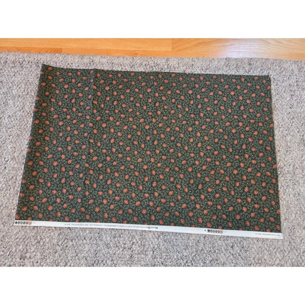 1.9 yd Benartex Harvest Home Quilting Fabric Nancy Halvorsen Fall Pumpkin 44x68